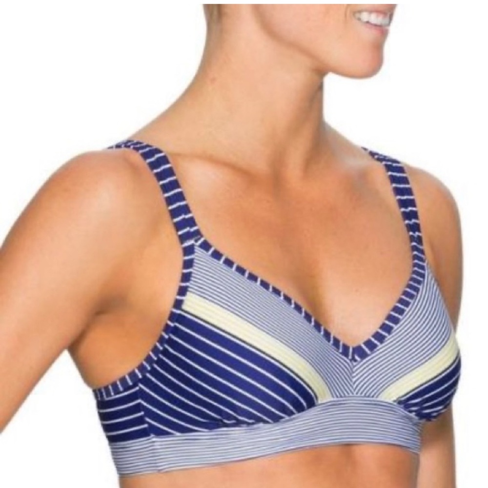 Athleta Capitola Bikini Swim Top Blue Stripe Size 34 B/C